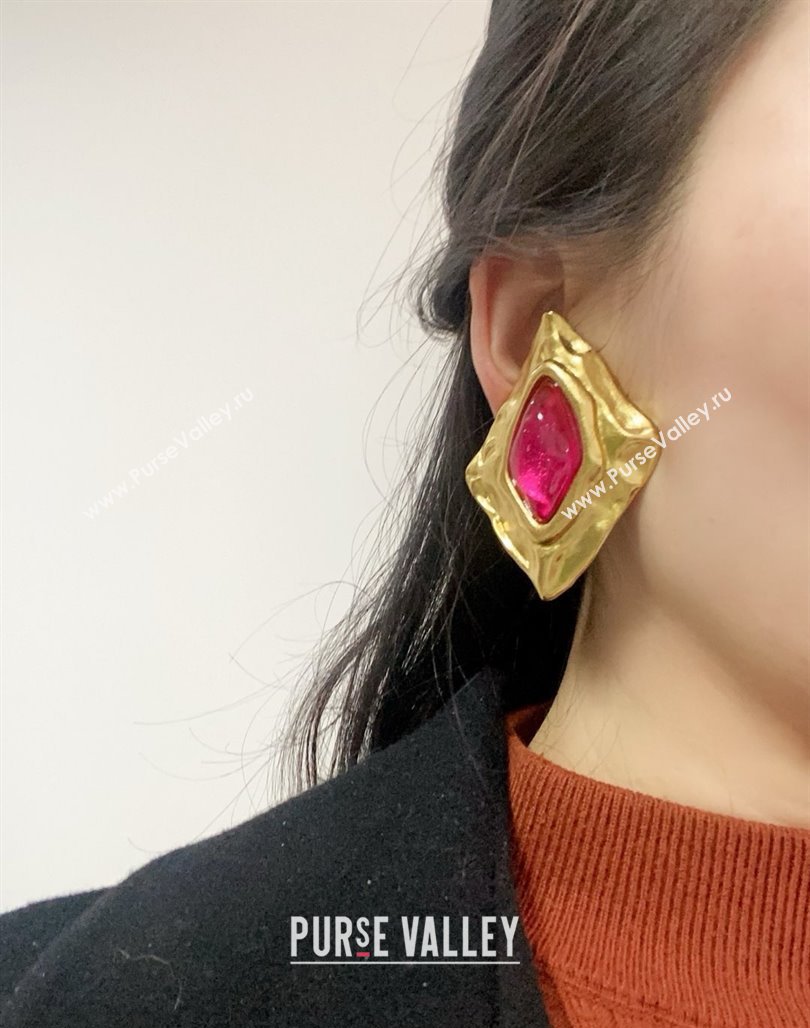 Saint Laurent Clip-on Earrings S042112 Red 2025 (YF-25042112)