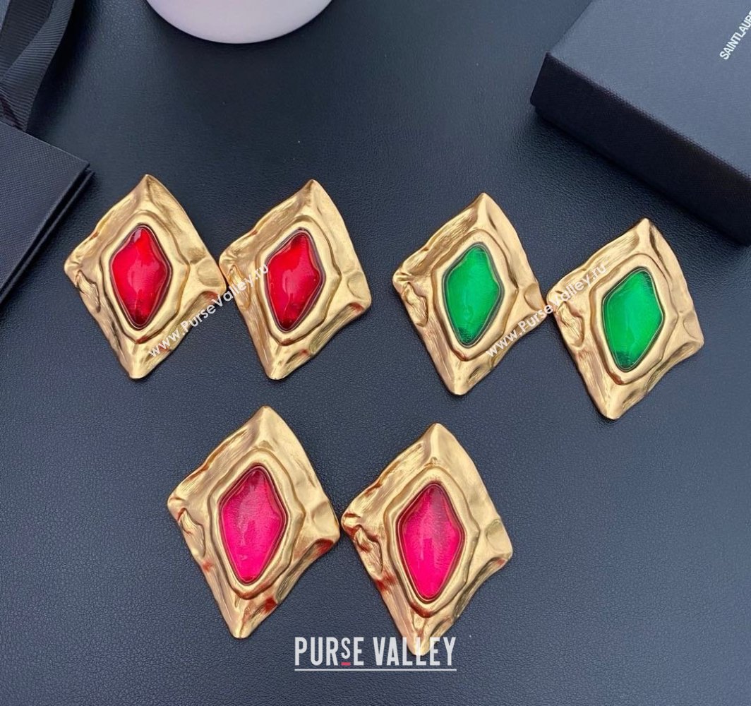 Saint Laurent Clip-on Earrings S042111 Green 2025 (YF-25042111)