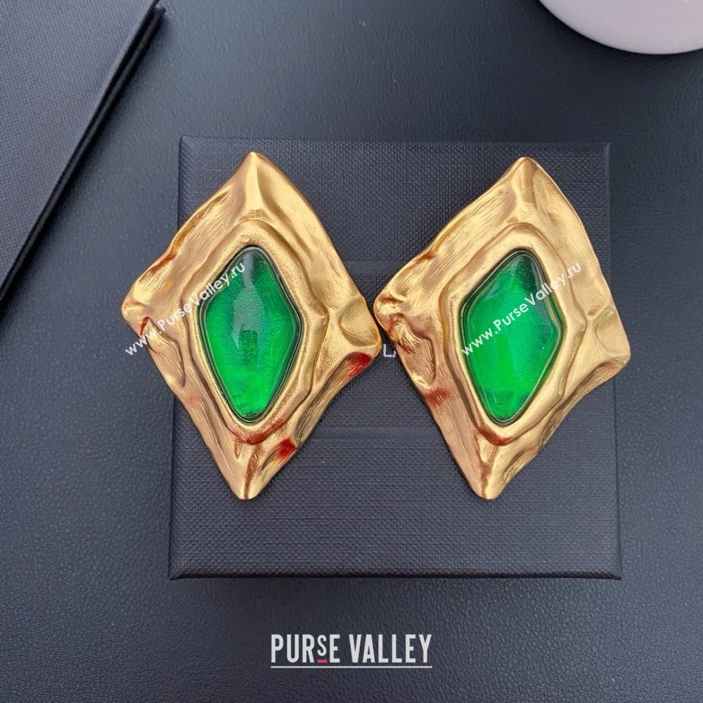 Saint Laurent Clip-on Earrings S042111 Green 2025 (YF-25042111)
