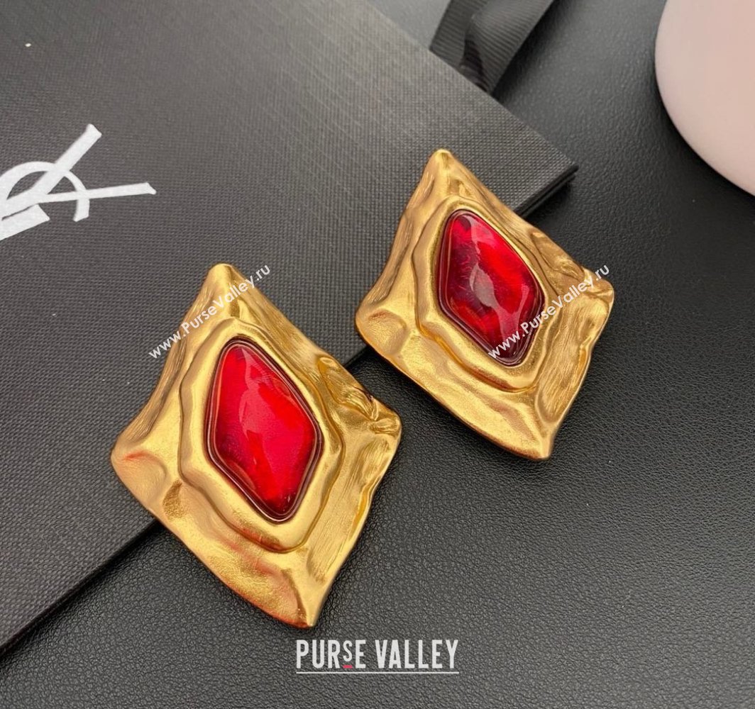 Saint Laurent Clip-on Earrings S042112 Red 2025 (YF-25042112)