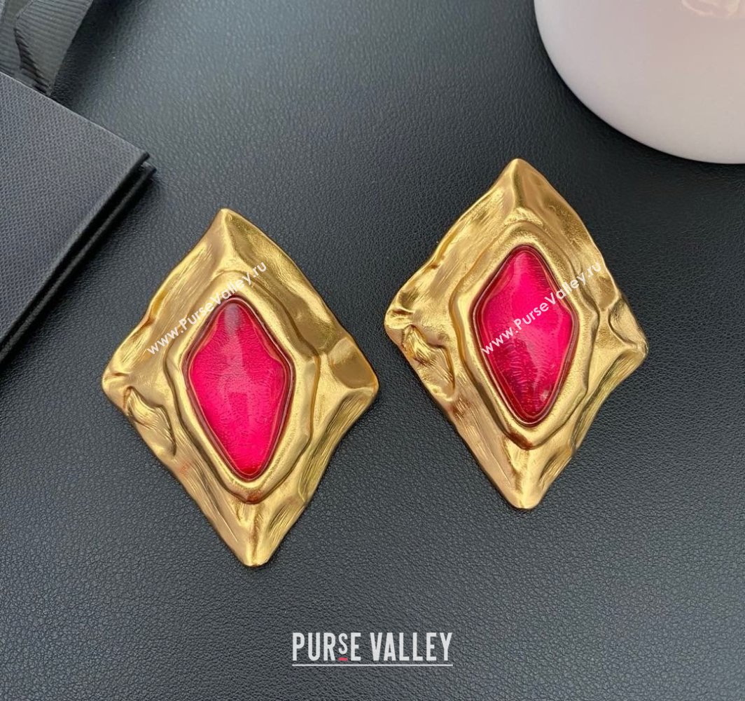 Saint Laurent Clip-on Earrings S042112 Red 2025 (YF-25042112)