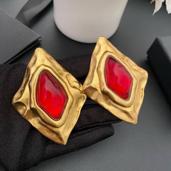 Saint Laurent Clip-on Earrings S042112 Red 2025 (YF-25042112)