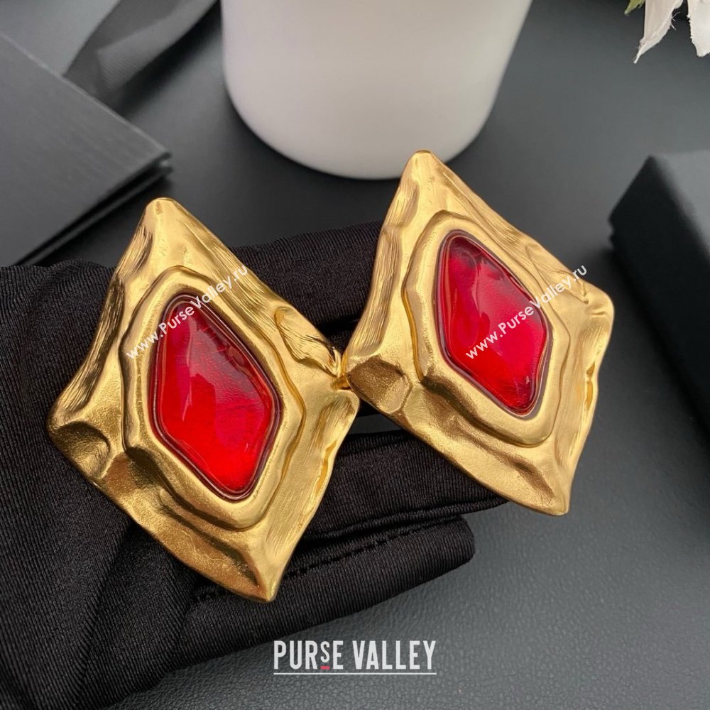Saint Laurent Clip-on Earrings S042112 Red 2025 (YF-25042112)