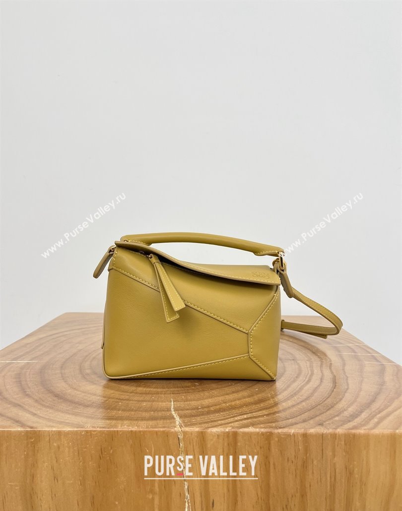 Loewe Mini Puzzle Bag in Calfskin 9310 Sahara Yellow 2025 Top (KK-25042406)