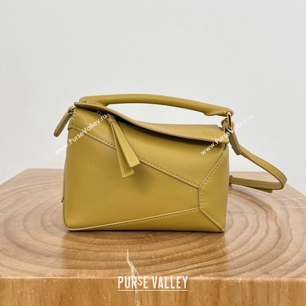 Loewe Mini Puzzle Bag in Calfskin 9310 Sahara Yellow 2025 Top (KK-25042406)