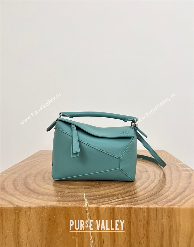 Loewe Mini Puzzle Bag in Classic Calfskin 9310 Water Blue 2025 Top (KK-25042408)