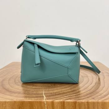Loewe Mini Puzzle Bag in Classic Calfskin 9310 Water Blue 2025 Top (KK-25042408)