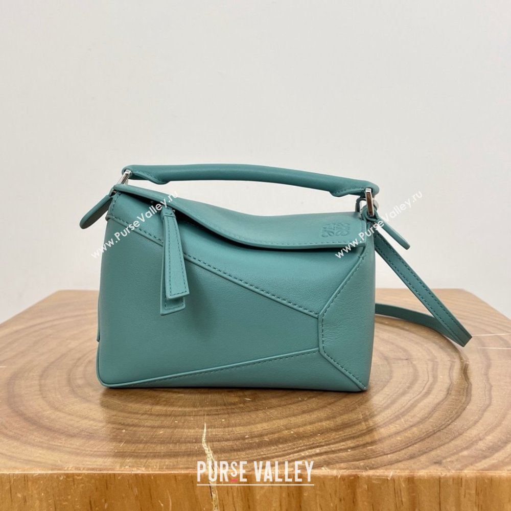 Loewe Mini Puzzle Bag in Classic Calfskin 9310 Water Blue 2025 Top (KK-25042408)