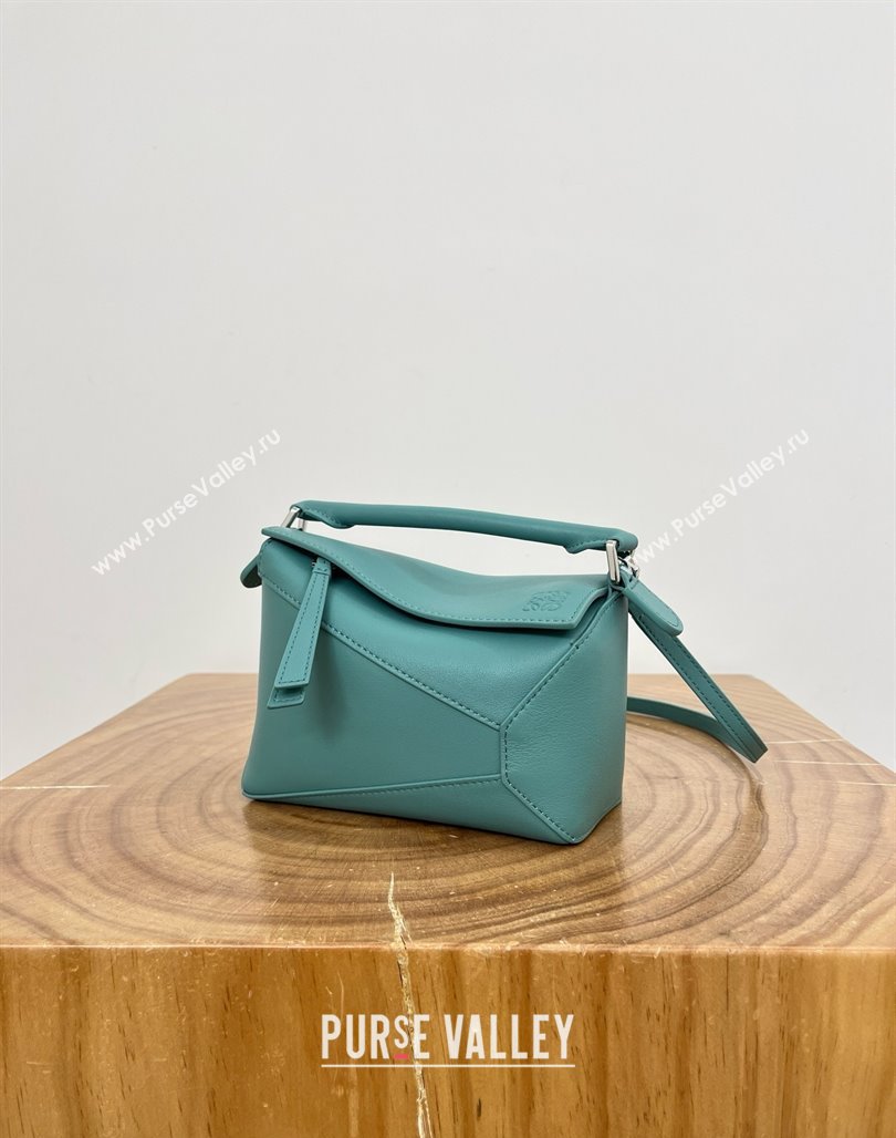 Loewe Mini Puzzle Bag in Classic Calfskin 9310 Water Blue 2025 Top (KK-25042408)