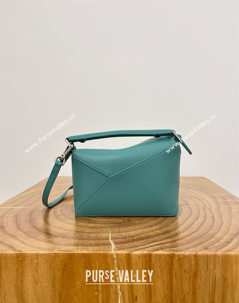 Loewe Mini Puzzle Bag in Classic Calfskin 9310 Water Blue 2025 Top (KK-25042408)