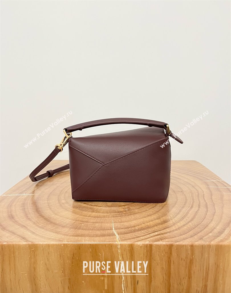 Loewe Mini Puzzle Bag in Classic Calfskin 9310 Burgundy 2025 Top (KK-25042409)