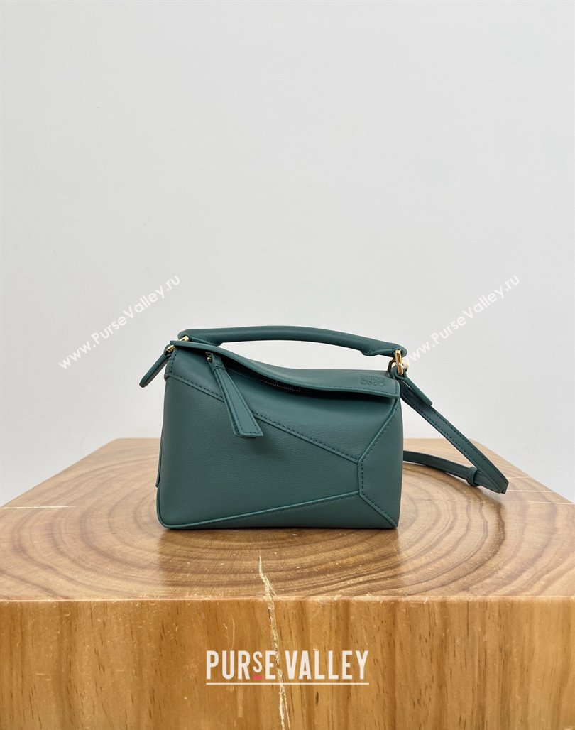 Loewe Mini Puzzle Bag in Classic Calfskin 9310 Vetiver Green 2025 Top (KK-25042410)