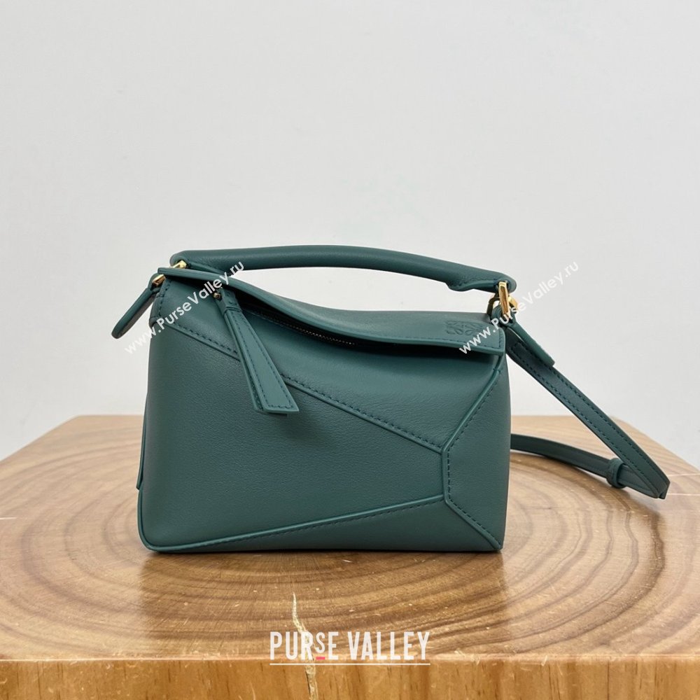 Loewe Mini Puzzle Bag in Classic Calfskin 9310 Vetiver Green 2025 Top (KK-25042410)