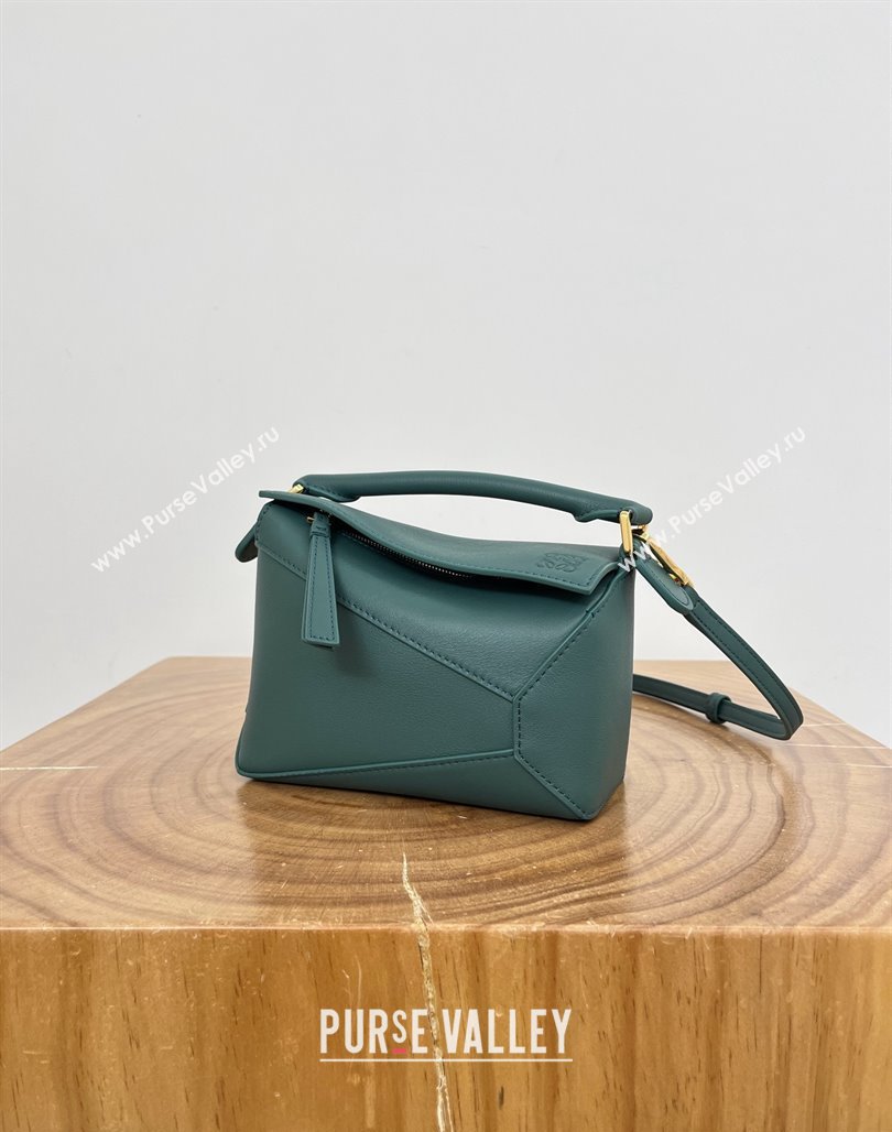 Loewe Mini Puzzle Bag in Classic Calfskin 9310 Vetiver Green 2025 Top (KK-25042410)