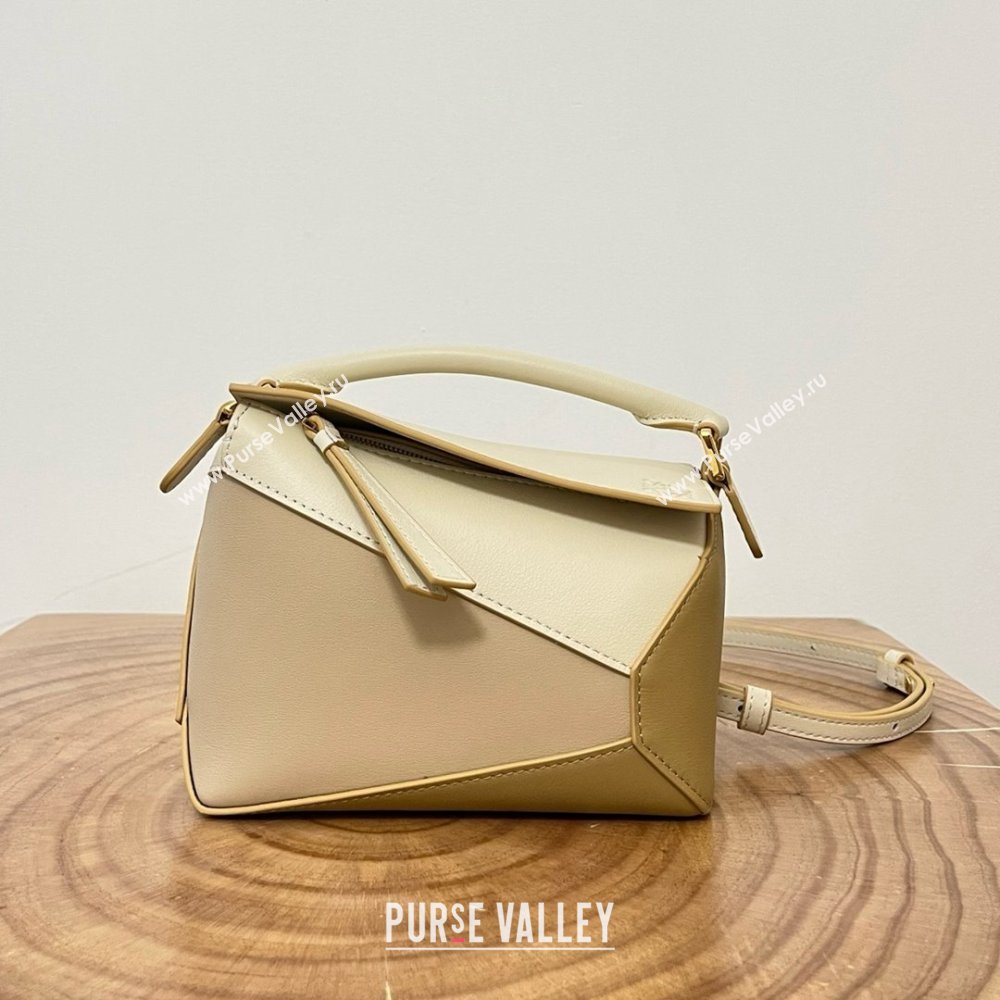 Loewe Mini Puzzle Bag in Classic Calfskin 9310 Beige/Light Brown 2025 Top (KK-25042411)