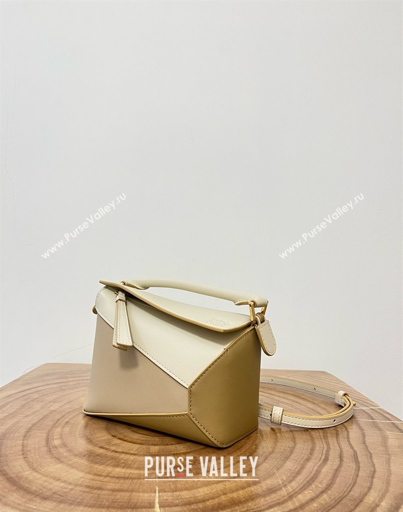 Loewe Mini Puzzle Bag in Classic Calfskin 9310 Beige/Light Brown 2025 Top (KK-25042411)