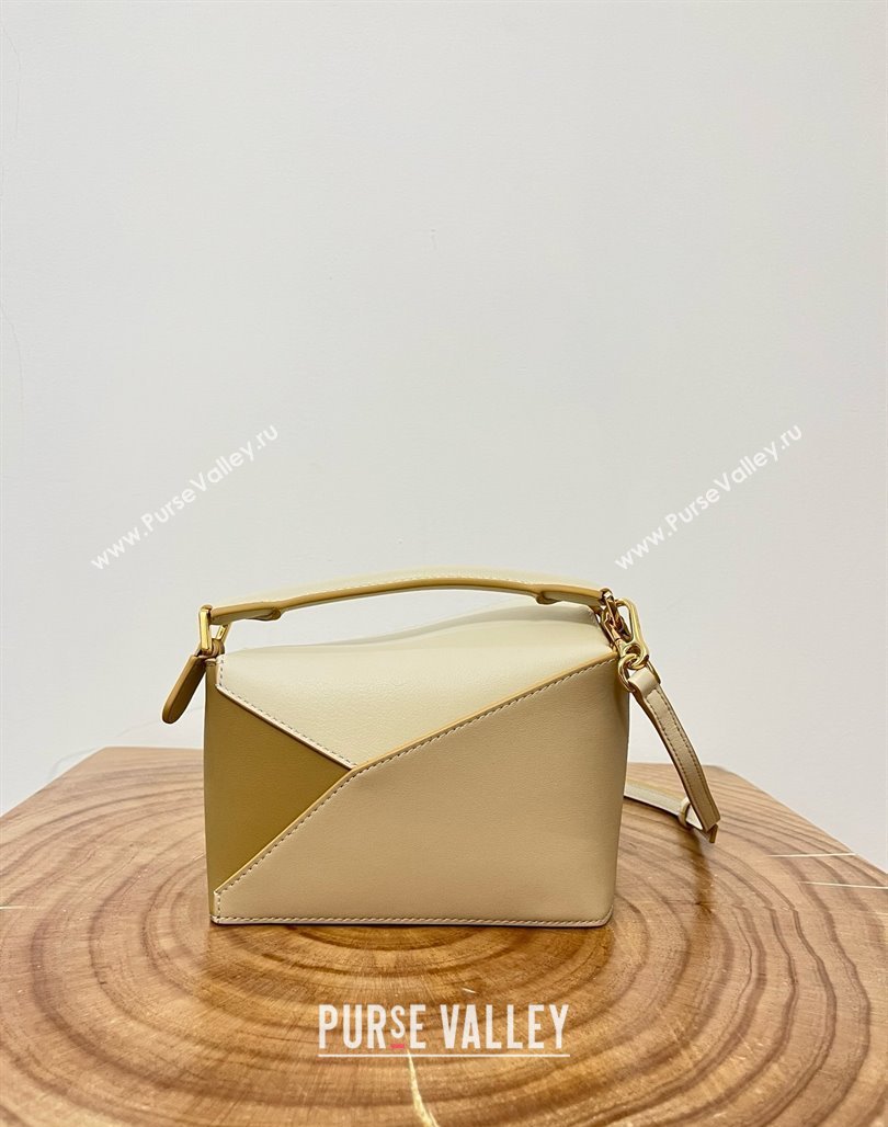 Loewe Mini Puzzle Bag in Classic Calfskin 9310 Beige/Light Brown 2025 Top (KK-25042411)