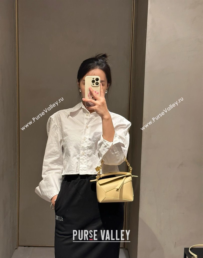 Loewe Mini Puzzle Bag in Classic Calfskin 9310 Yellow 2025 Top (KK-25042413)