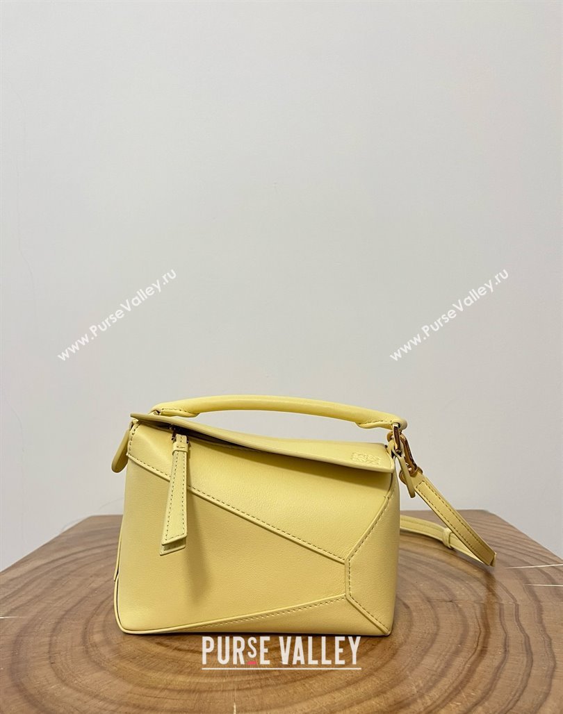 Loewe Mini Puzzle Bag in Classic Calfskin 9310 Yellow 2025 Top (KK-25042413)