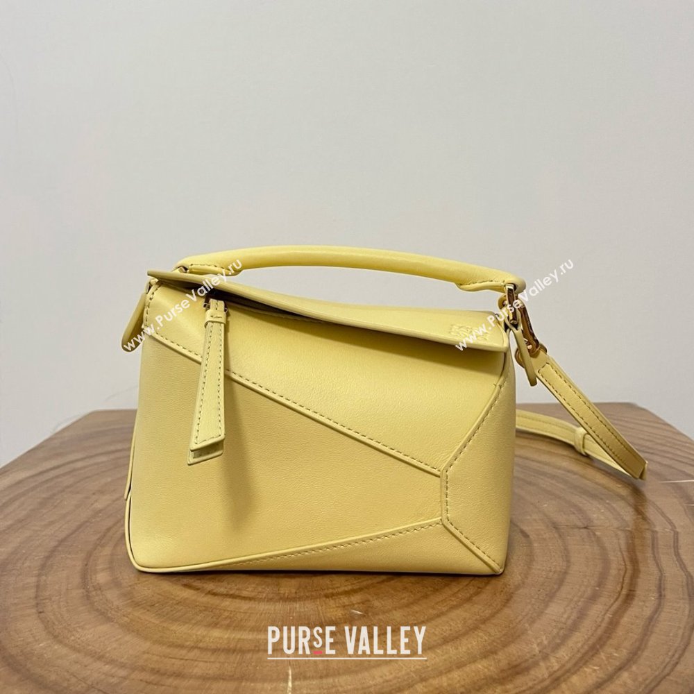Loewe Mini Puzzle Bag in Classic Calfskin 9310 Yellow 2025 Top (KK-25042413)
