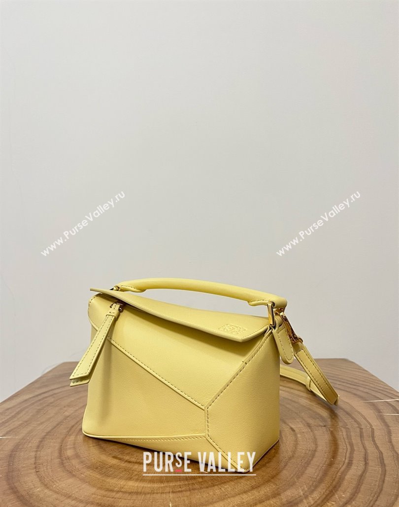 Loewe Mini Puzzle Bag in Classic Calfskin 9310 Yellow 2025 Top (KK-25042413)