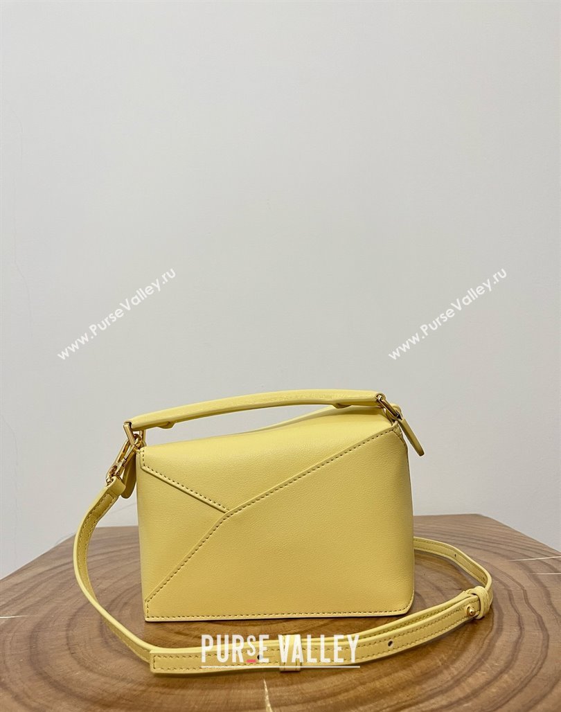 Loewe Mini Puzzle Bag in Classic Calfskin 9310 Yellow 2025 Top (KK-25042413)
