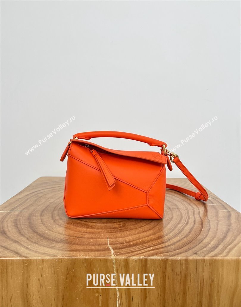 Loewe Mini Puzzle Bag in Classic Calfskin 9310 Orange 2025 Top (KK-25042415)