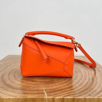 Loewe Mini Puzzle Bag in Classic Calfskin 9310 Orange 2025 Top (KK-25042415)