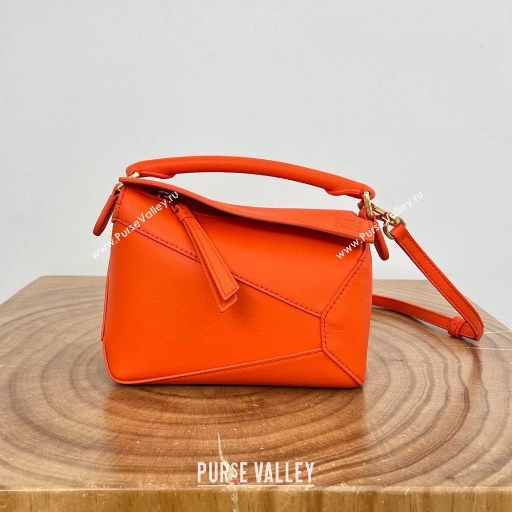 Loewe Mini Puzzle Bag in Classic Calfskin 9310 Orange 2025 Top (KK-25042415)