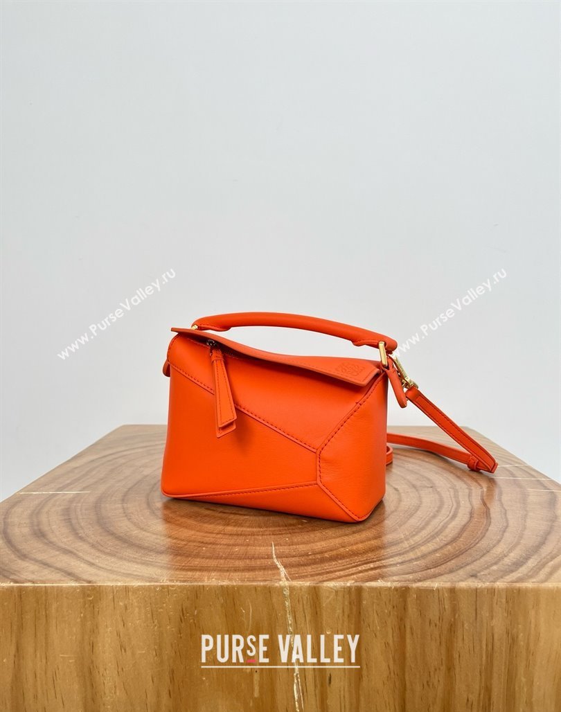 Loewe Mini Puzzle Bag in Classic Calfskin 9310 Orange 2025 Top (KK-25042415)