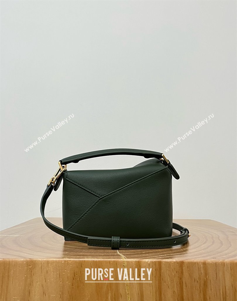 Loewe Mini Puzzle Bag in Classic Calfskin 9310 Bottle Green 2025 Top (KK-25042419)