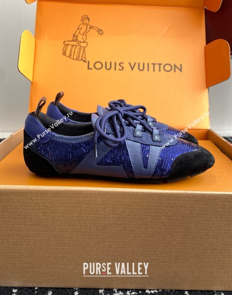 Louis Vuitton LV Sneakerina in Suede and Lambskin Blue Sequins 2025 (BLD-25042802)