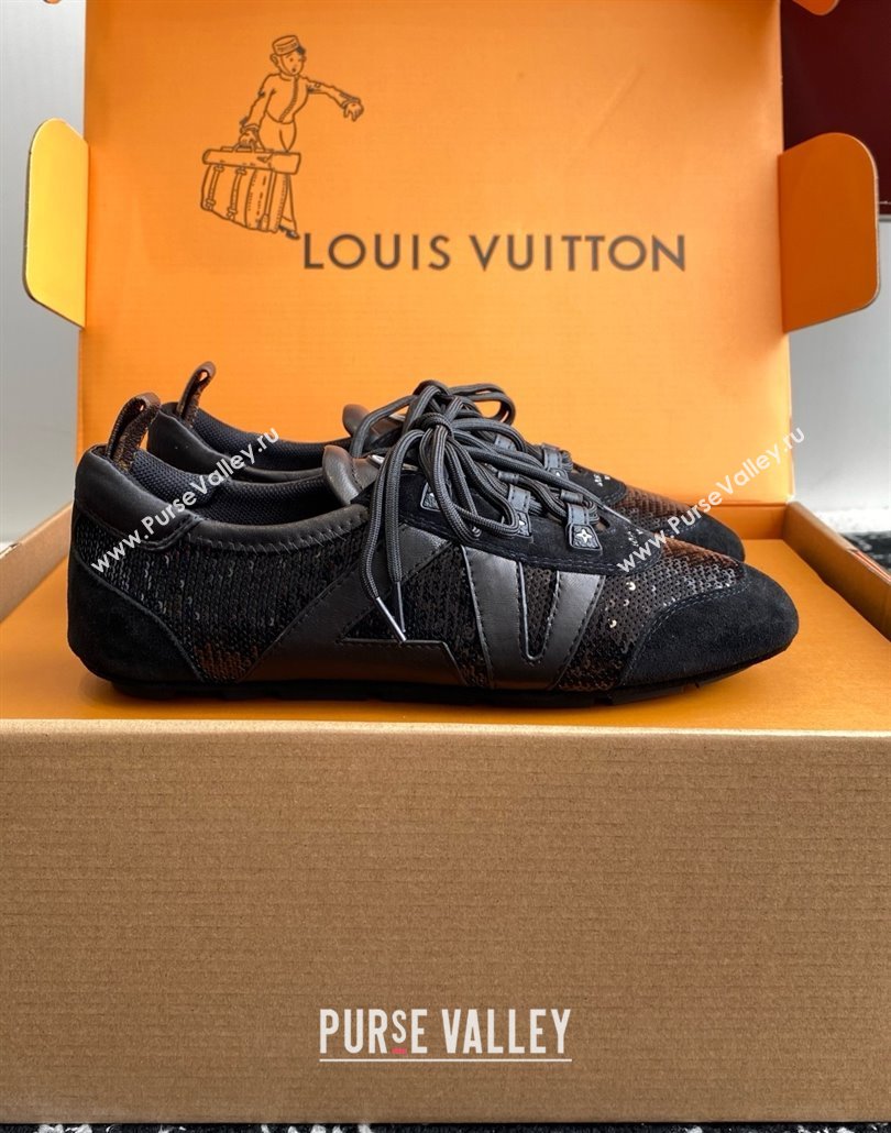 Louis Vuitton LV Sneakerina in Suede and Lambskin Black Sequins 2025 (BLD-25042806)