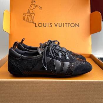 Louis Vuitton LV Sneakerina in Suede and Lambskin Black Sequins 2025 (BLD-25042806)
