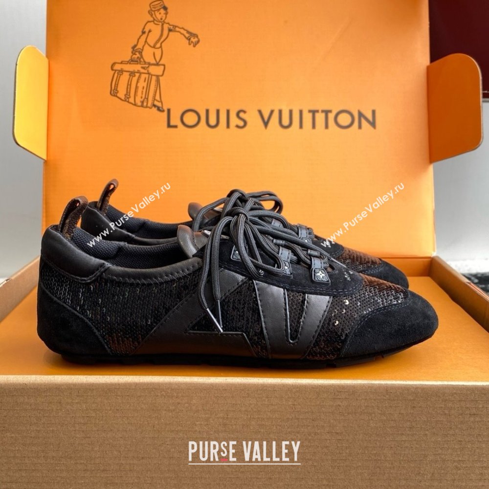 Louis Vuitton LV Sneakerina in Suede and Lambskin Black Sequins 2025 (BLD-25042806)