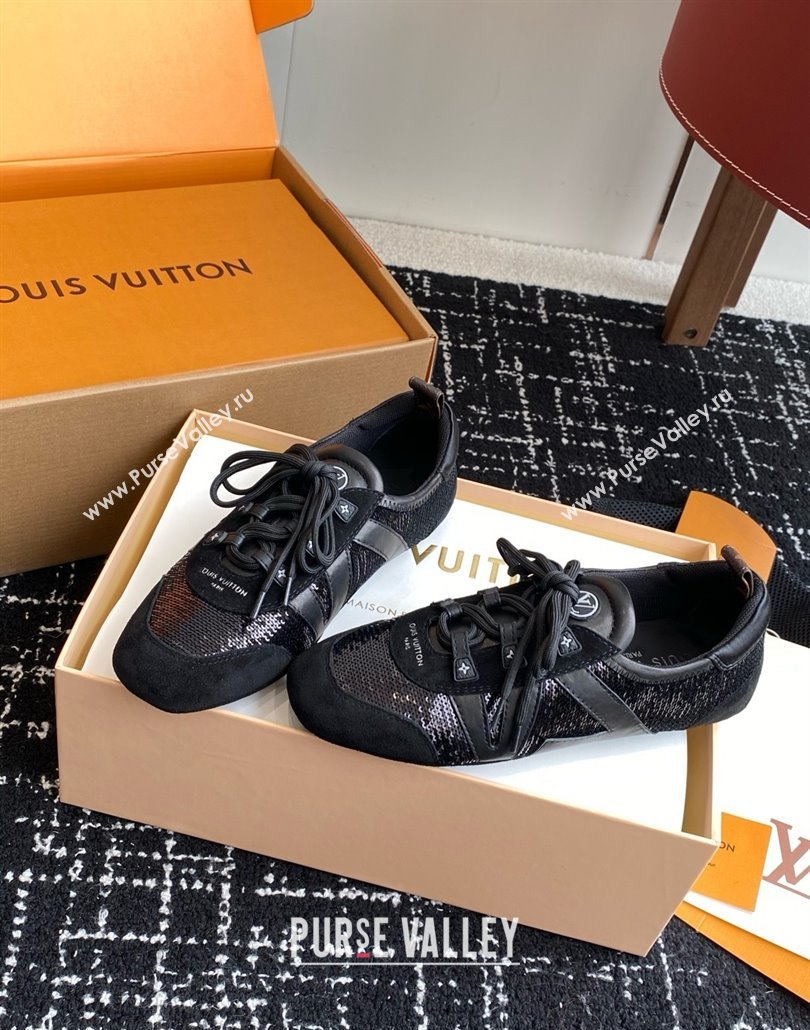 Louis Vuitton LV Sneakerina in Suede and Lambskin Black Sequins 2025 (BLD-25042806)