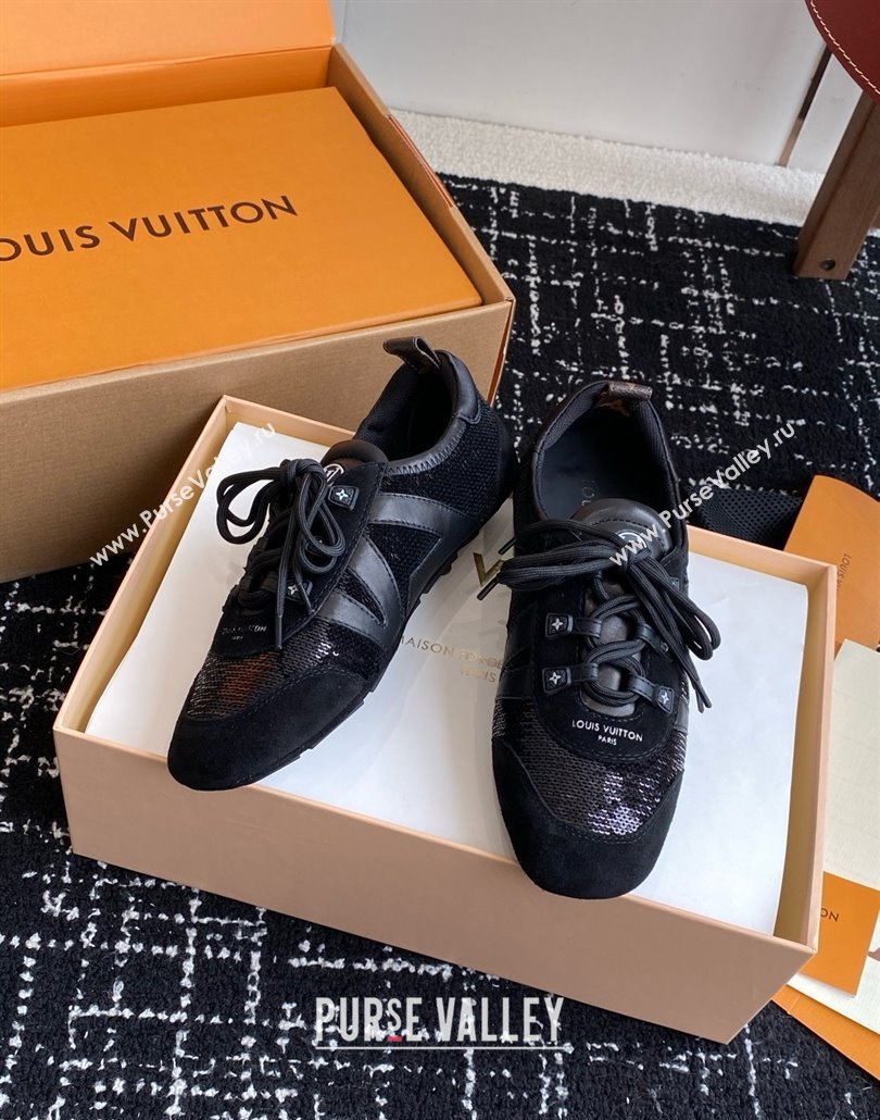 Louis Vuitton LV Sneakerina in Suede and Lambskin Black Sequins 2025 (BLD-25042806)
