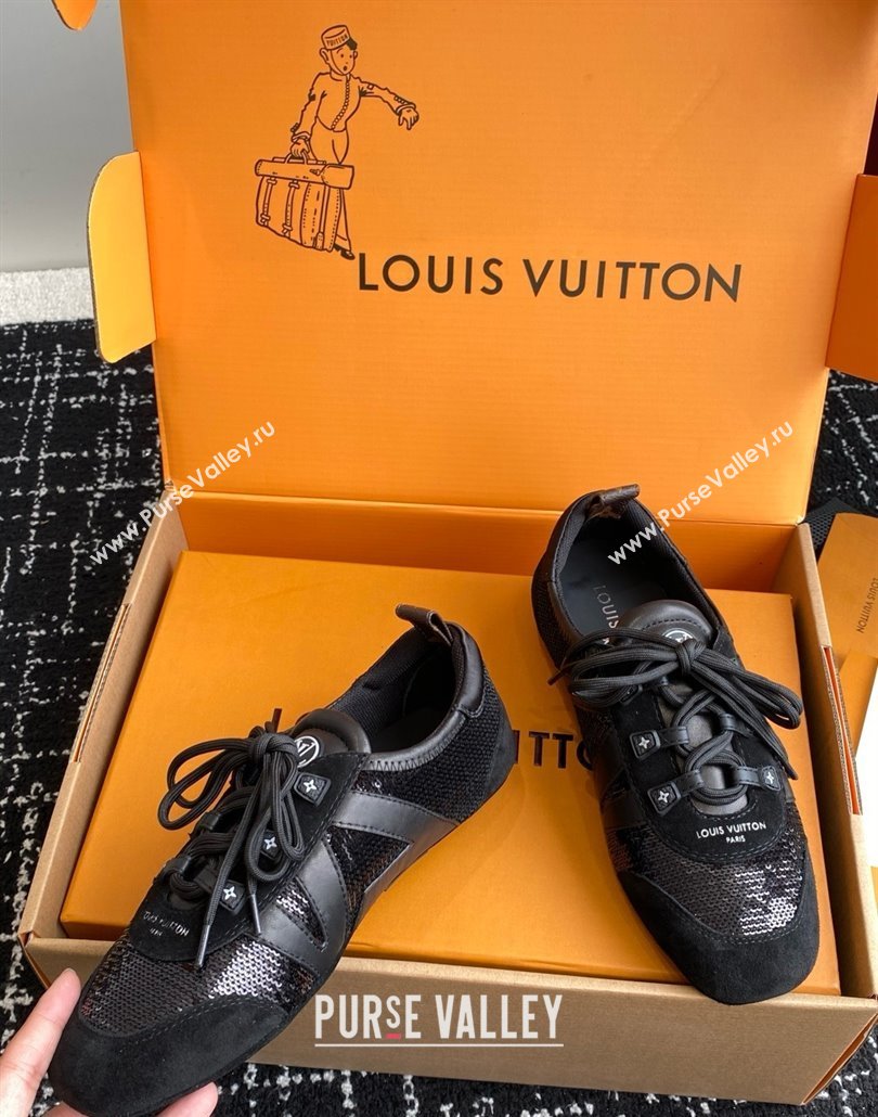Louis Vuitton LV Sneakerina in Suede and Lambskin Black Sequins 2025 (BLD-25042806)