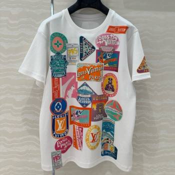 Louis Vuitton Travel Patch Print T-shirt 1AHISL White 2025 (Q-25050704)