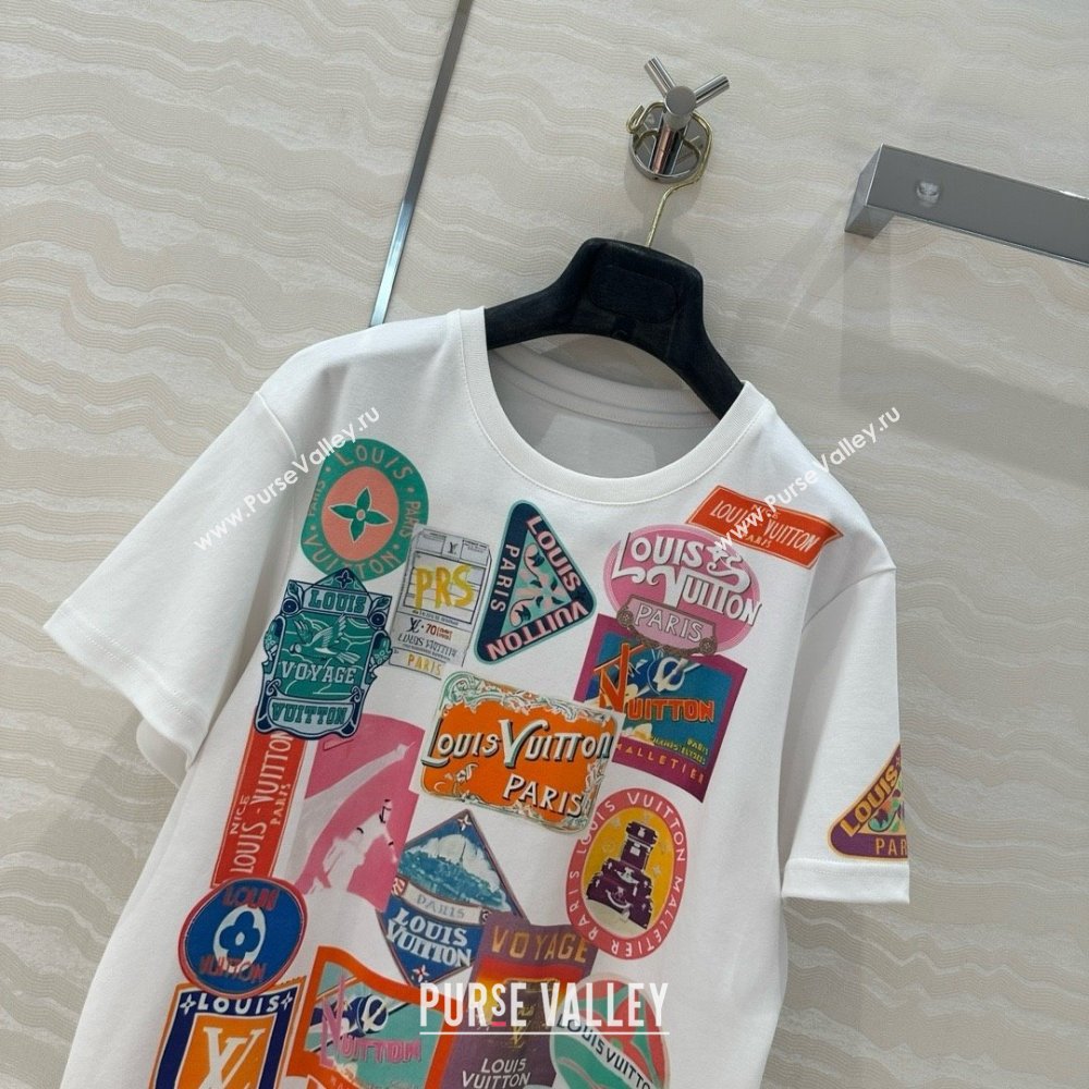 Louis Vuitton Travel Patch Print T-shirt 1AHISL White 2025 (Q-25050704)