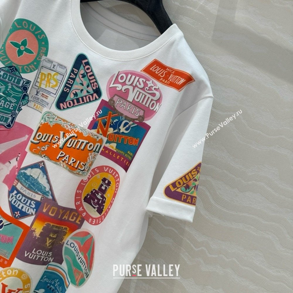 Louis Vuitton Travel Patch Print T-shirt 1AHISL White 2025 (Q-25050704)