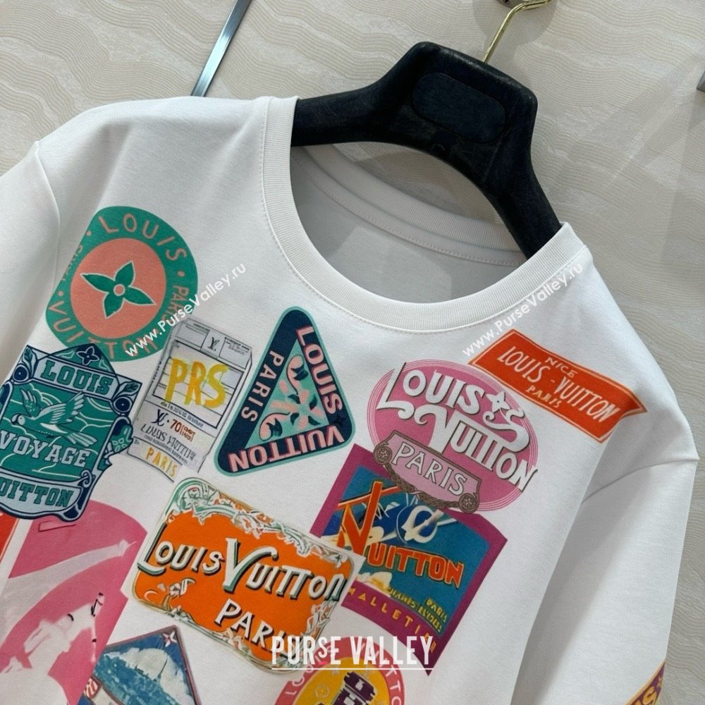Louis Vuitton Travel Patch Print T-shirt 1AHISL White 2025 (Q-25050704)