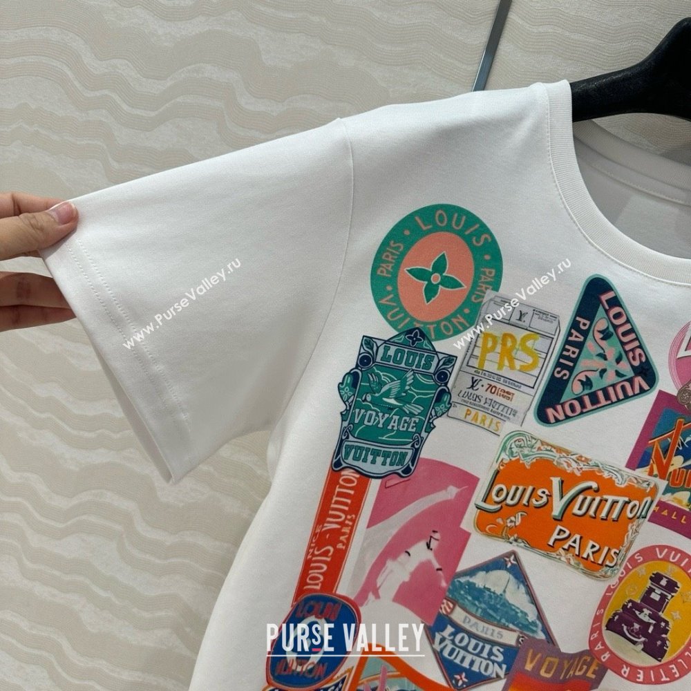 Louis Vuitton Travel Patch Print T-shirt 1AHISL White 2025 (Q-25050704)