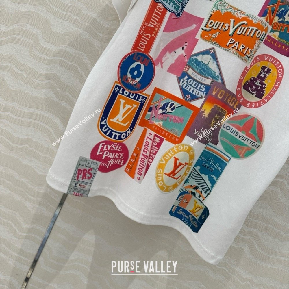 Louis Vuitton Travel Patch Print T-shirt 1AHISL White 2025 (Q-25050704)