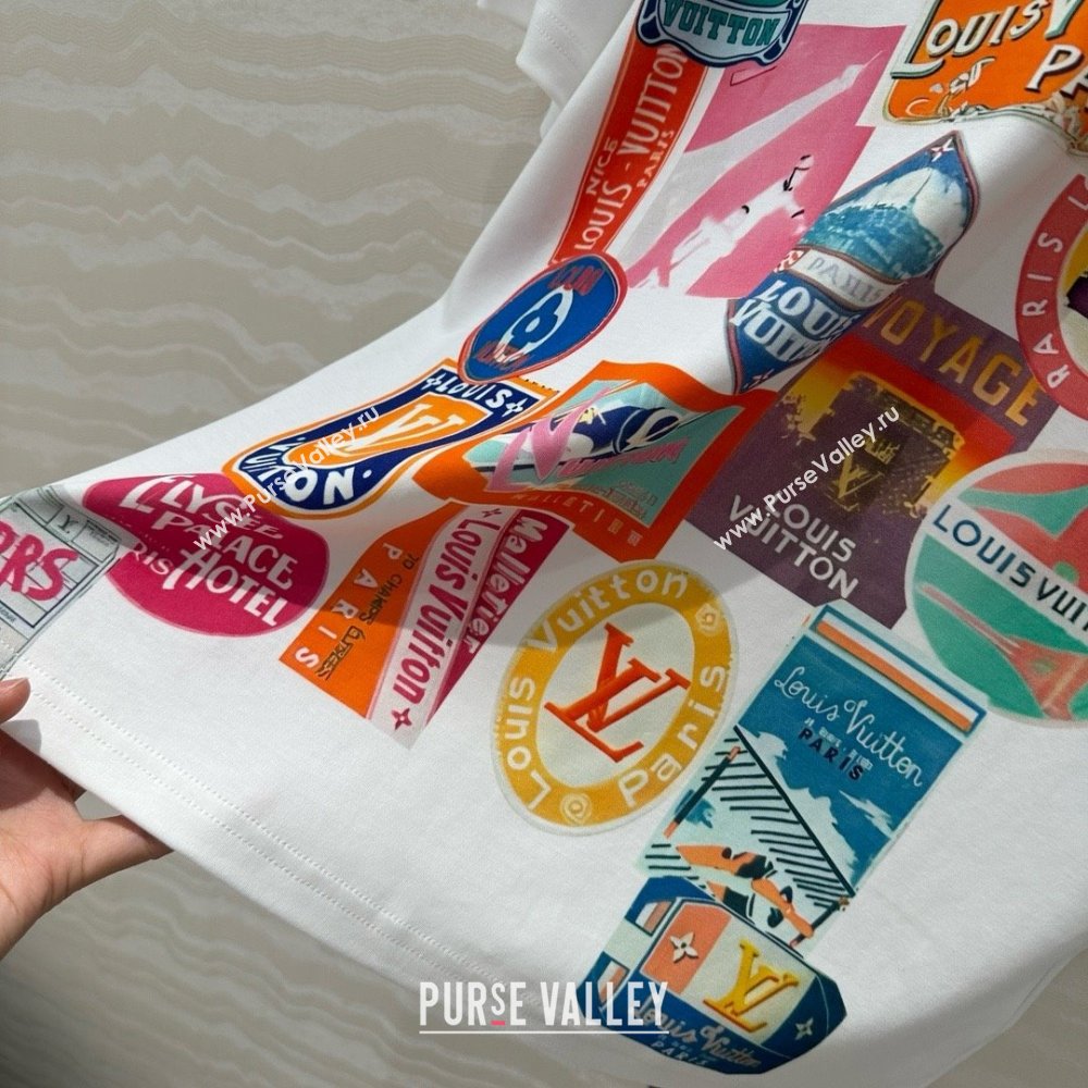 Louis Vuitton Travel Patch Print T-shirt 1AHISL White 2025 (Q-25050704)