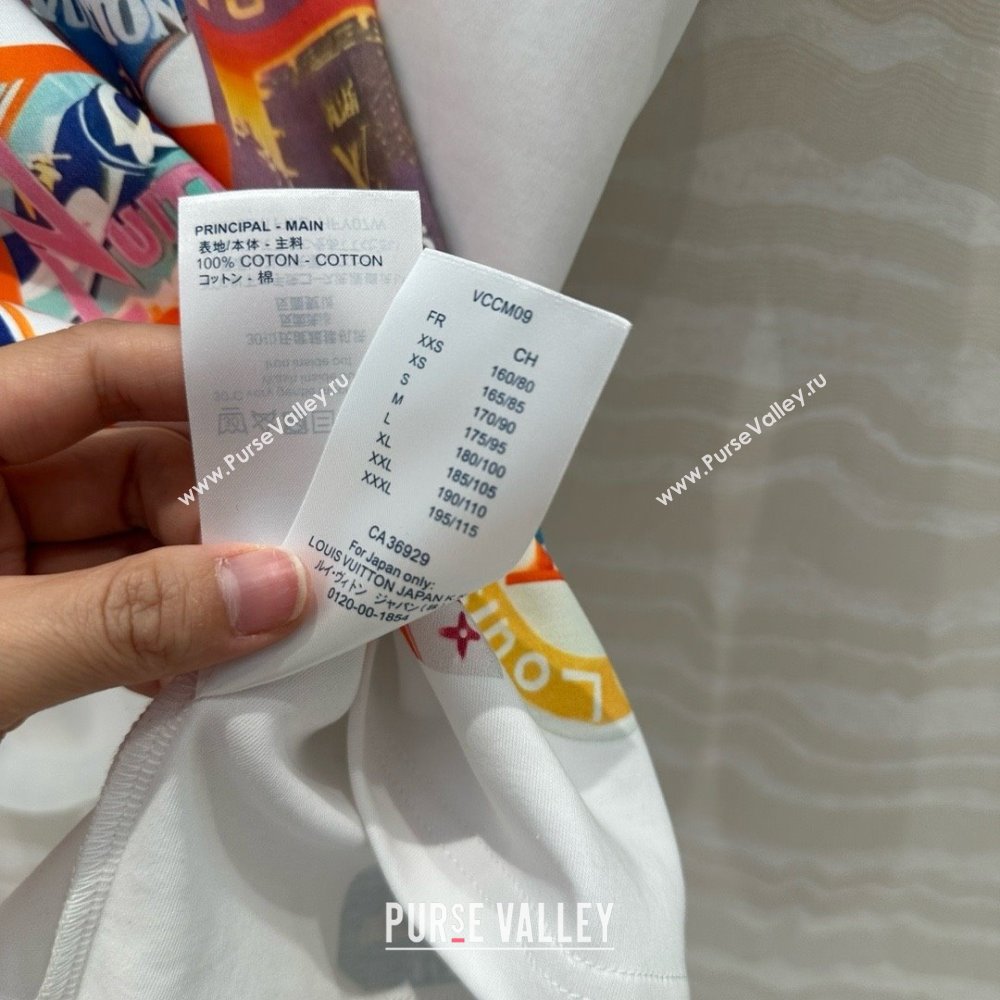Louis Vuitton Travel Patch Print T-shirt 1AHISL White 2025 (Q-25050704)