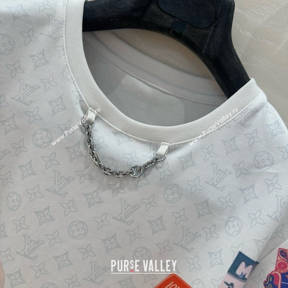Louis Vuitton Mahina Patch Print Crop Top T-shirt 1AHITK White 2025 (Q-25050703)