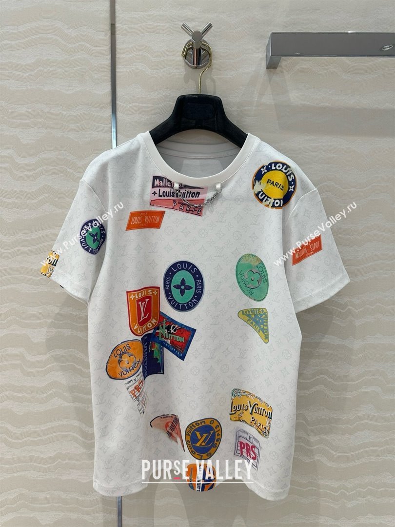 Louis Vuitton Mahina Patch Print T-Shirt 1AHITR White 2025 (Q-25050702)