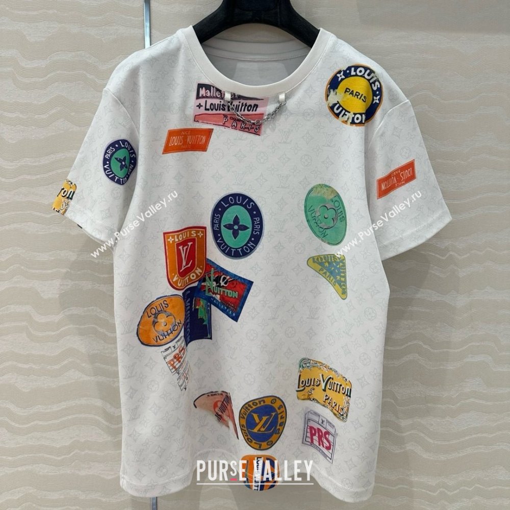 Louis Vuitton Mahina Patch Print T-Shirt 1AHITR White 2025 (Q-25050702)