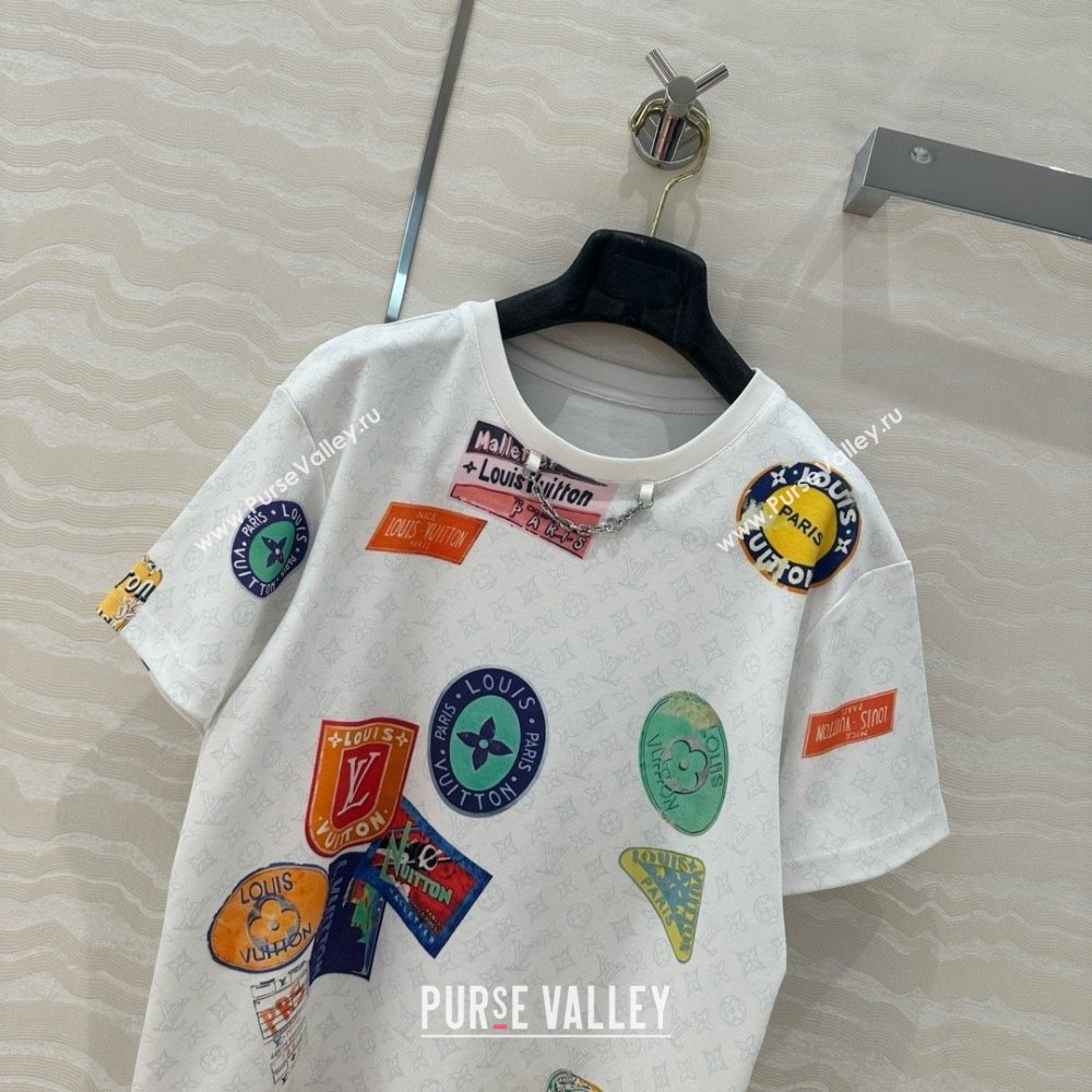 Louis Vuitton Mahina Patch Print T-Shirt 1AHITR White 2025 (Q-25050702)